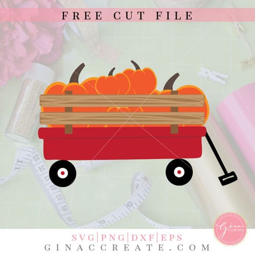 free red wagon with pumpkins svg