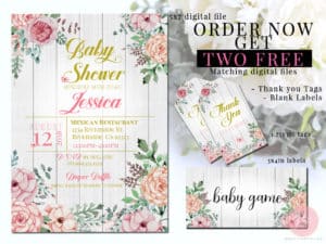 rustic floral baby shower invite 1