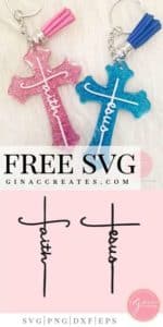 free svg Jesus and faith cross for zindee keychain