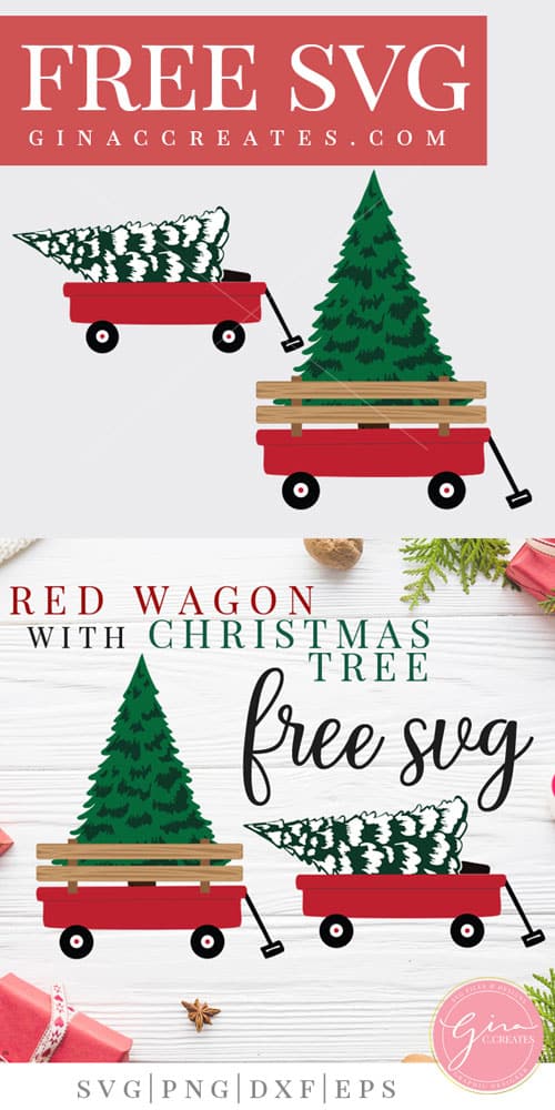 red wagon christmas tree svg