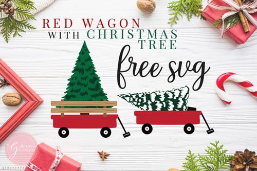 red wagon with christmas tree svg