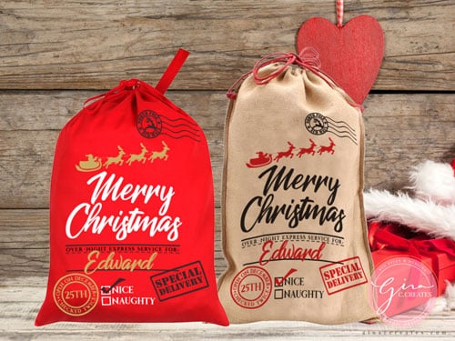 santa sack, santa's red gift bag free svg