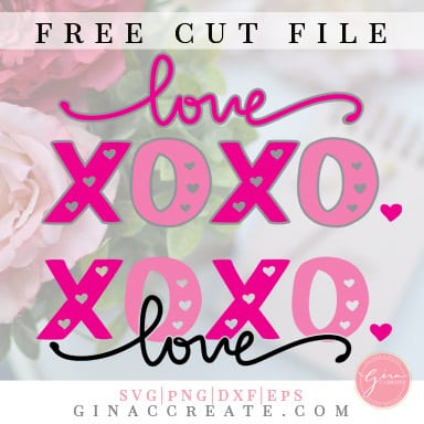 free svg cut file love, xoxo, hearts, valentine's day cricut crafts