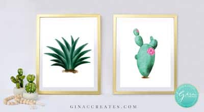 water color cactus printables wall art