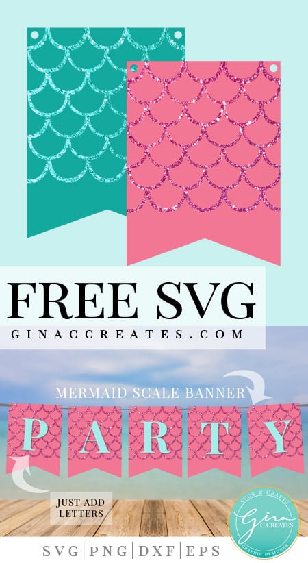 free svg mermaid party banner