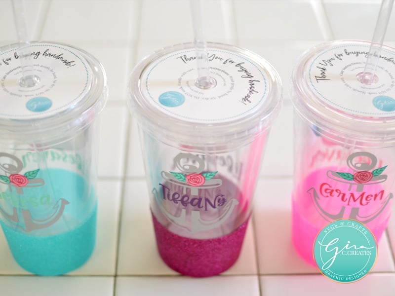 glitter dipped tumblers with 651 vinyl and care instructions