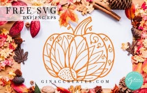 free svg pumpkin sunflower mandala, fall autumn cut file