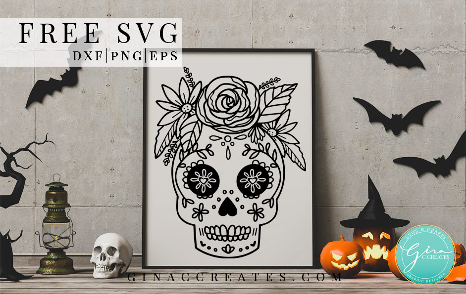 sugar skull free svg halloween craft file