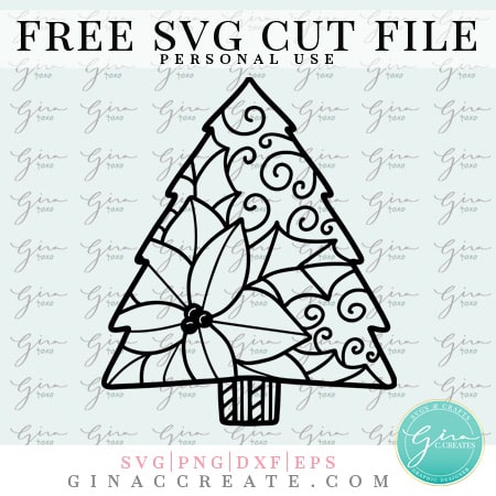 poinsettia Christmas tree free svg cut file