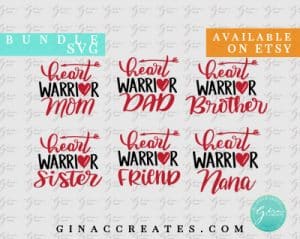 heart vwarrior family svg bundle