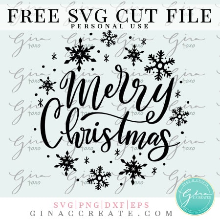 free svg Merry Christmas with snowflakes