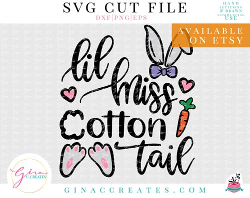 lil miss cotton tail easter shirt svg cut file