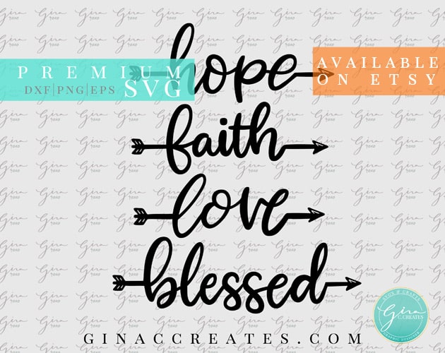 hope faith love blessed word arrow svg bundle