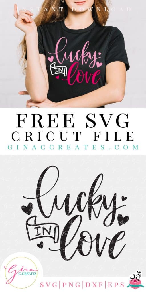 lucky in love svg cut file free valentine's day svg craft files