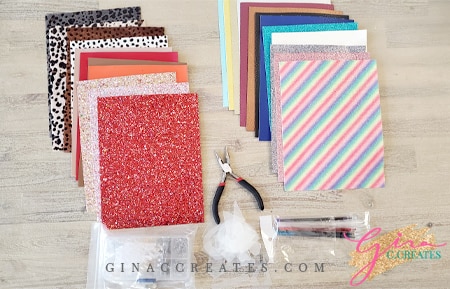 faux leather, glitter canvas, leopard leather sheets kit for diy cricut