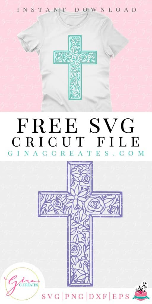 Cross With Flowers Free SVG File