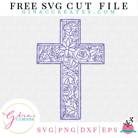 Free SVG File Cross with Flowers