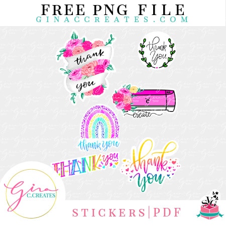 Free Thank You Stickers PNG with Print and Cut Tutorial - Gina C. Creates
