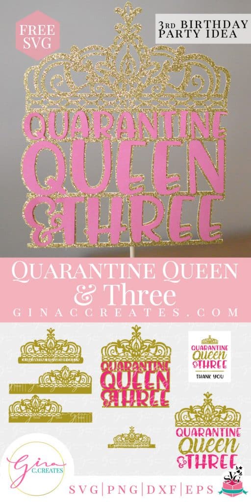 quarantine queen 3rd birthday idea crown free svg