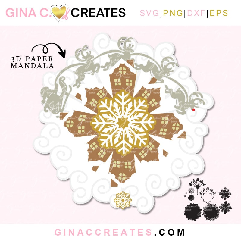 Free Christmas 3D Paper Mandala SVG