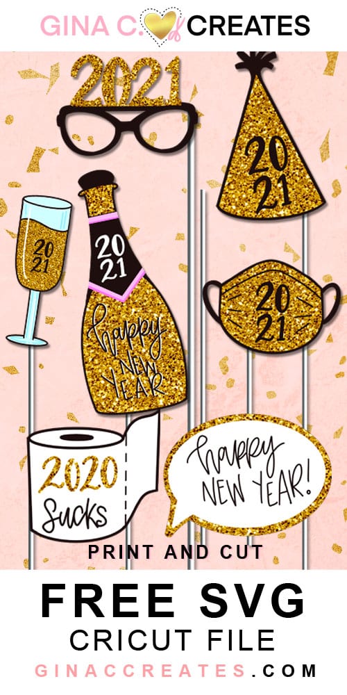 free new year photo props svg printable