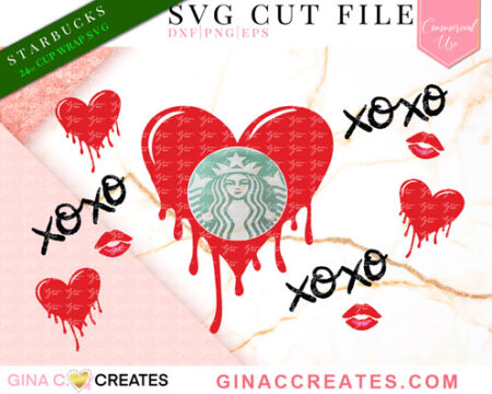 melting heart xoxo valentine's day cup wrap svg