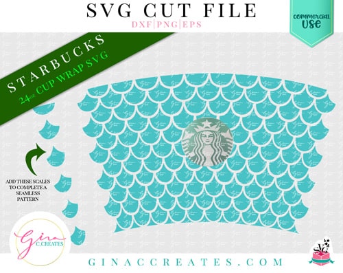 mermaid scales pattern SVG cup wrap