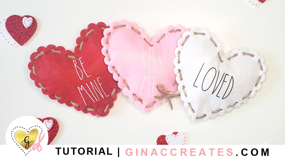 diy rae dunn inspired mini heart pillows