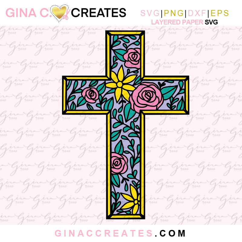 free Easter floral layered cross SVG