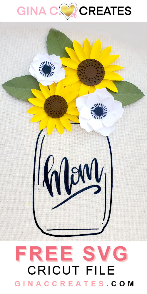Mother's Day Sunflower mason Jar free svg
