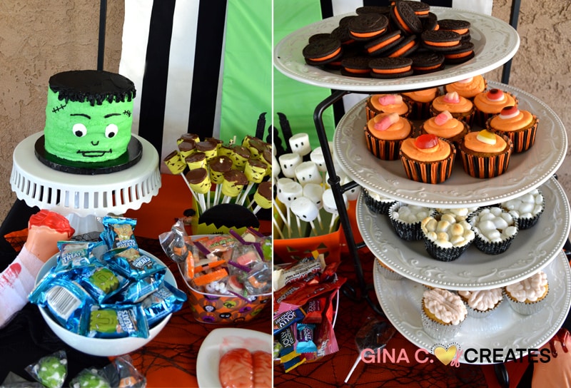 halloween cake and cup cakes