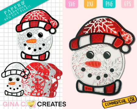Christmas Snowman 3d layered mandala svg