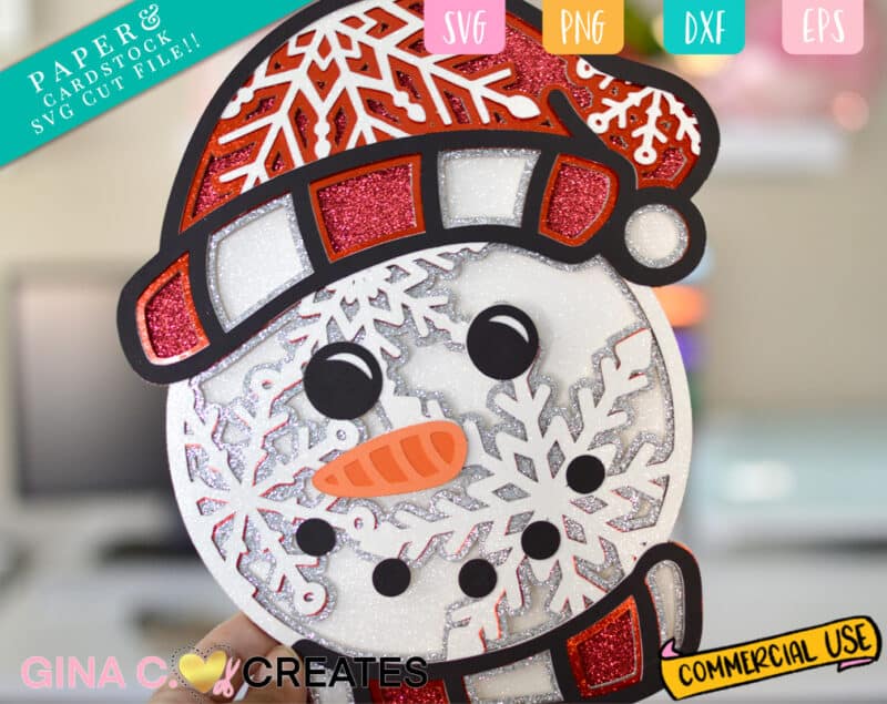 Christmas Snowman 3d layered mandala svg