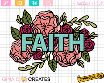 Peony flower Faith SVG, Christian SVG