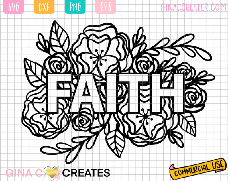 Peony flower Faith SVG, Christian SVG