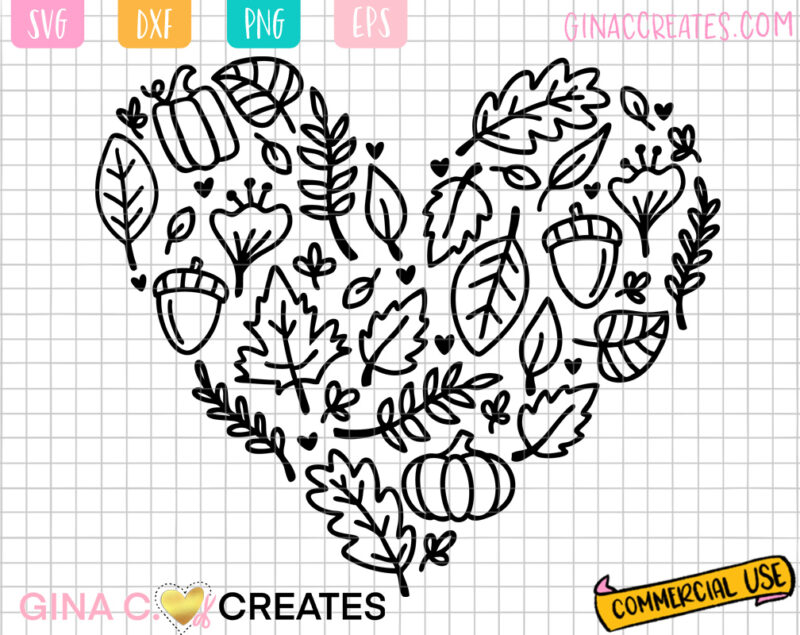 Fall Autumn Leaves SVG Heart svg