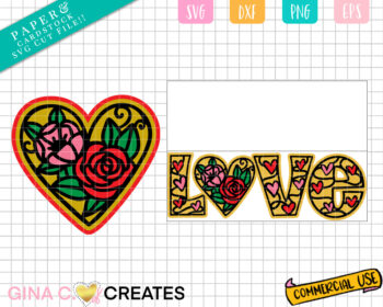 Rose Love Card & Heart SVG Bundle, valentine's day