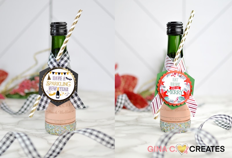mini champagne holiday party favors