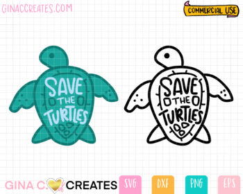 save the turtles svg cut file