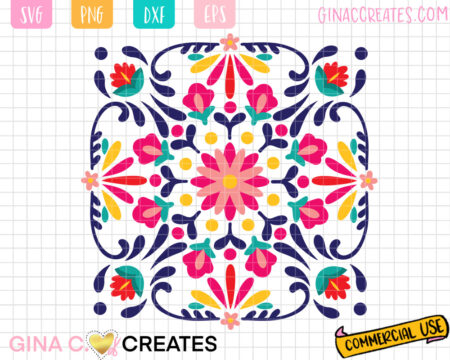Mexican Embroidery SVG, Floral pattern svg