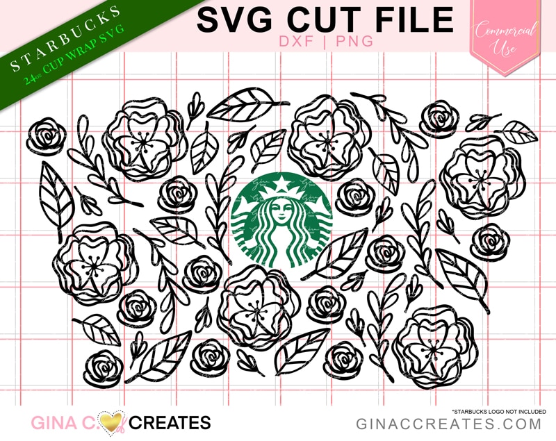 Peony Flower Starbuck's Wrap SVG