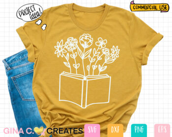 open book with flowers svg,