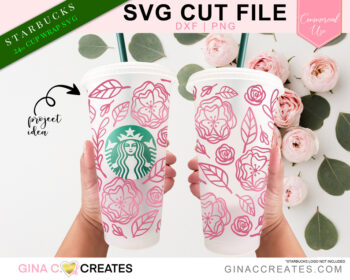 Peony Flower Starbuck's Wrap SVG