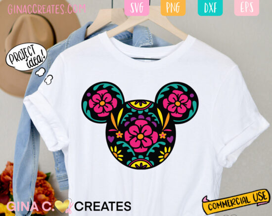 mexican floral mickey mouse svg