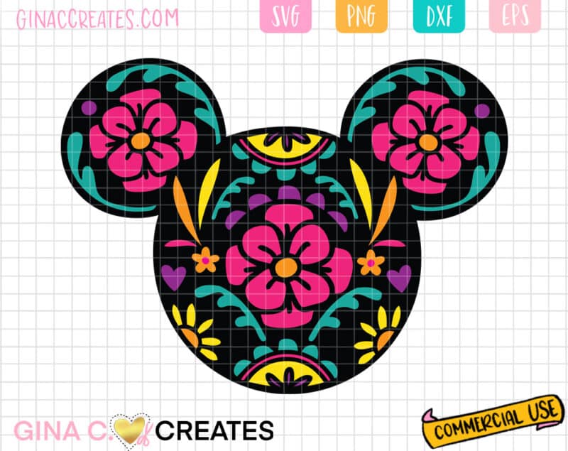 mexican floral mickey mouse svg