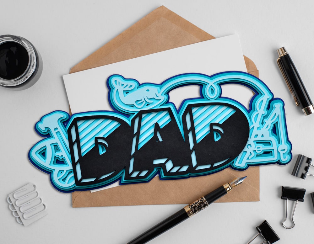 3d dad svg, father's day card svg