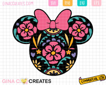 mexican floral minnie mouse svg