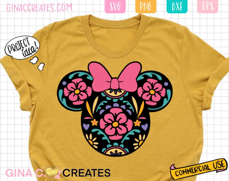 mexican floral minnie mouse svg
