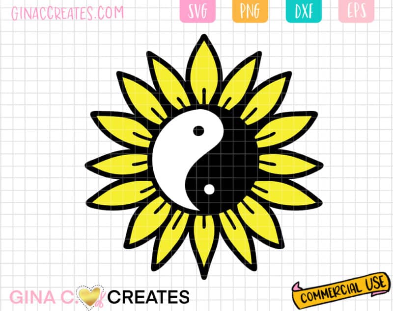 yin yang sunflower svg cut file