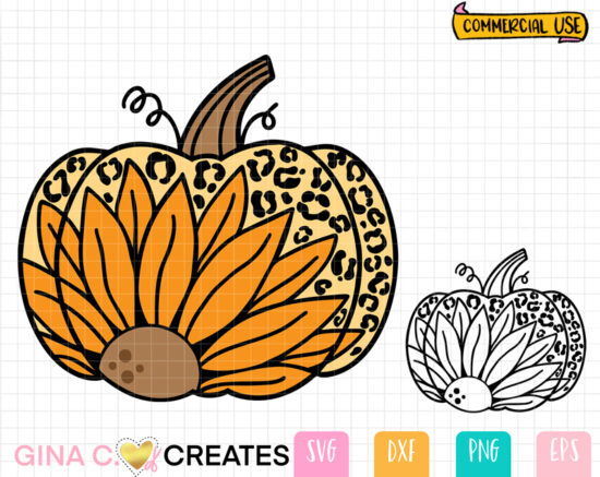 Leopard Sunflower pumpkin SVG